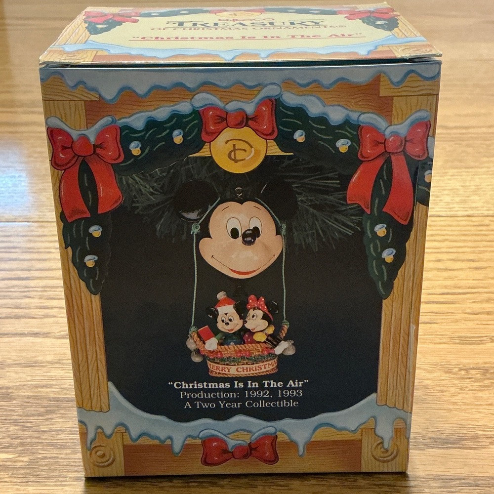 Vintage Enesco Disney Mickey Minnie Christmas Is In The Air Ornament 1992 831174
